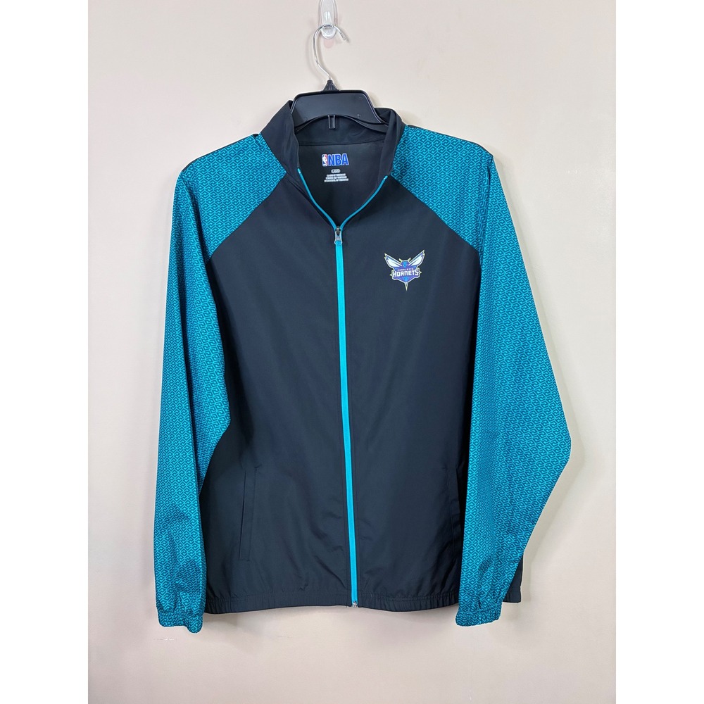 NBA Charlotte Hornets Full Zip Track Jacket Mens‎ Large Black Teal Size Large